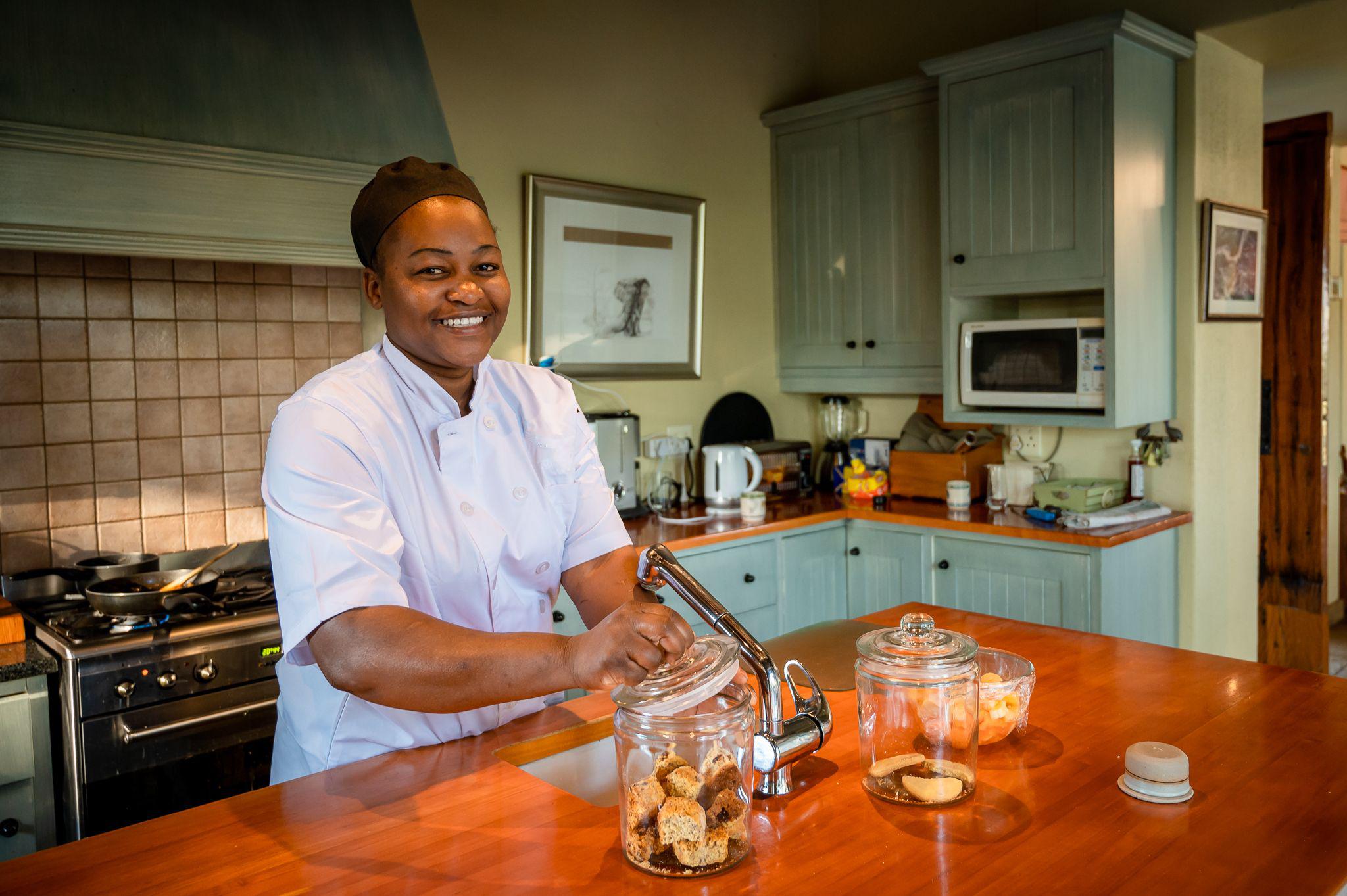 Gift, our chef in the kitchen at Shimungwe Lodge, Thornybush Game Reserve, Greater Kruger, South Africa